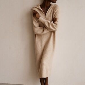 J Crew Half-Zip Brown Sweater Dress Size Medium